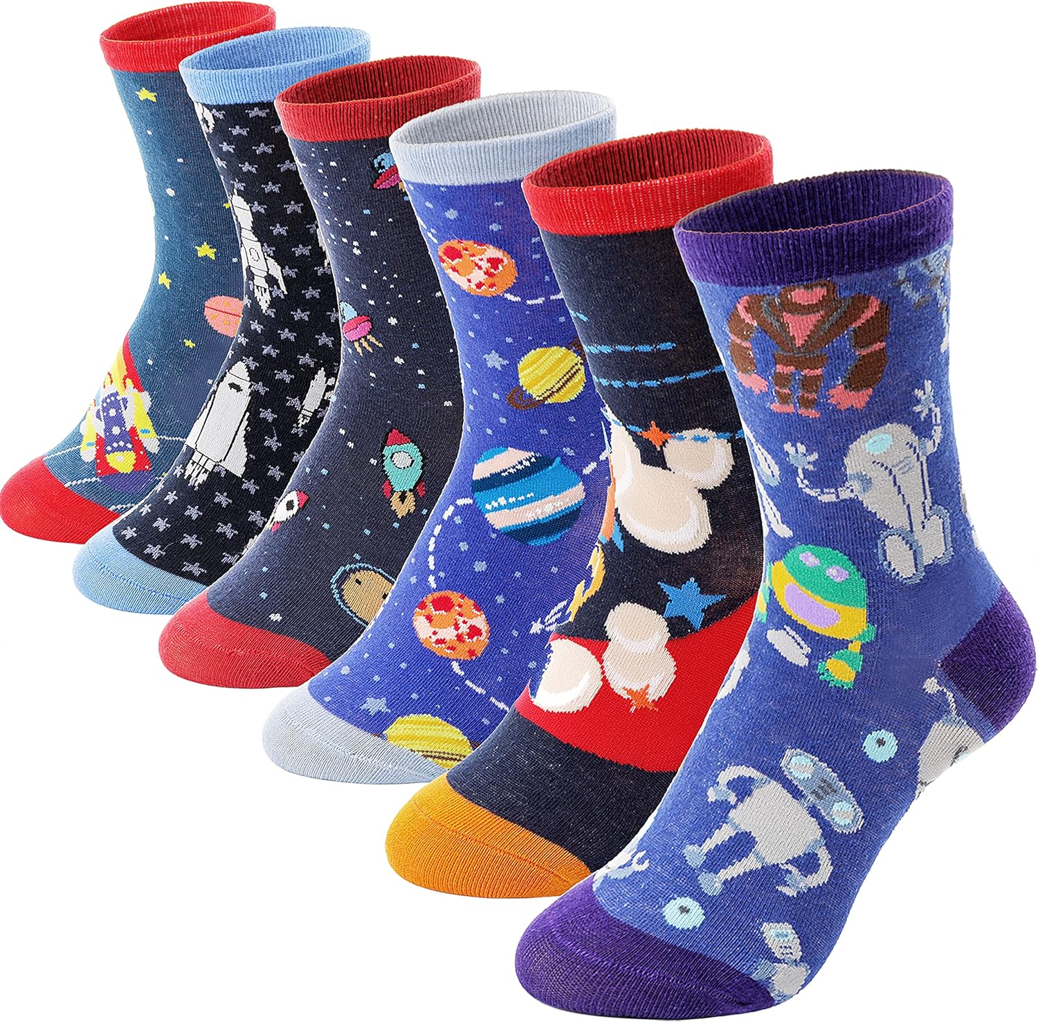Anlisim Boys Kids 6 Pairs Cotton Socks Spandex Novelty Dinosaur Socks