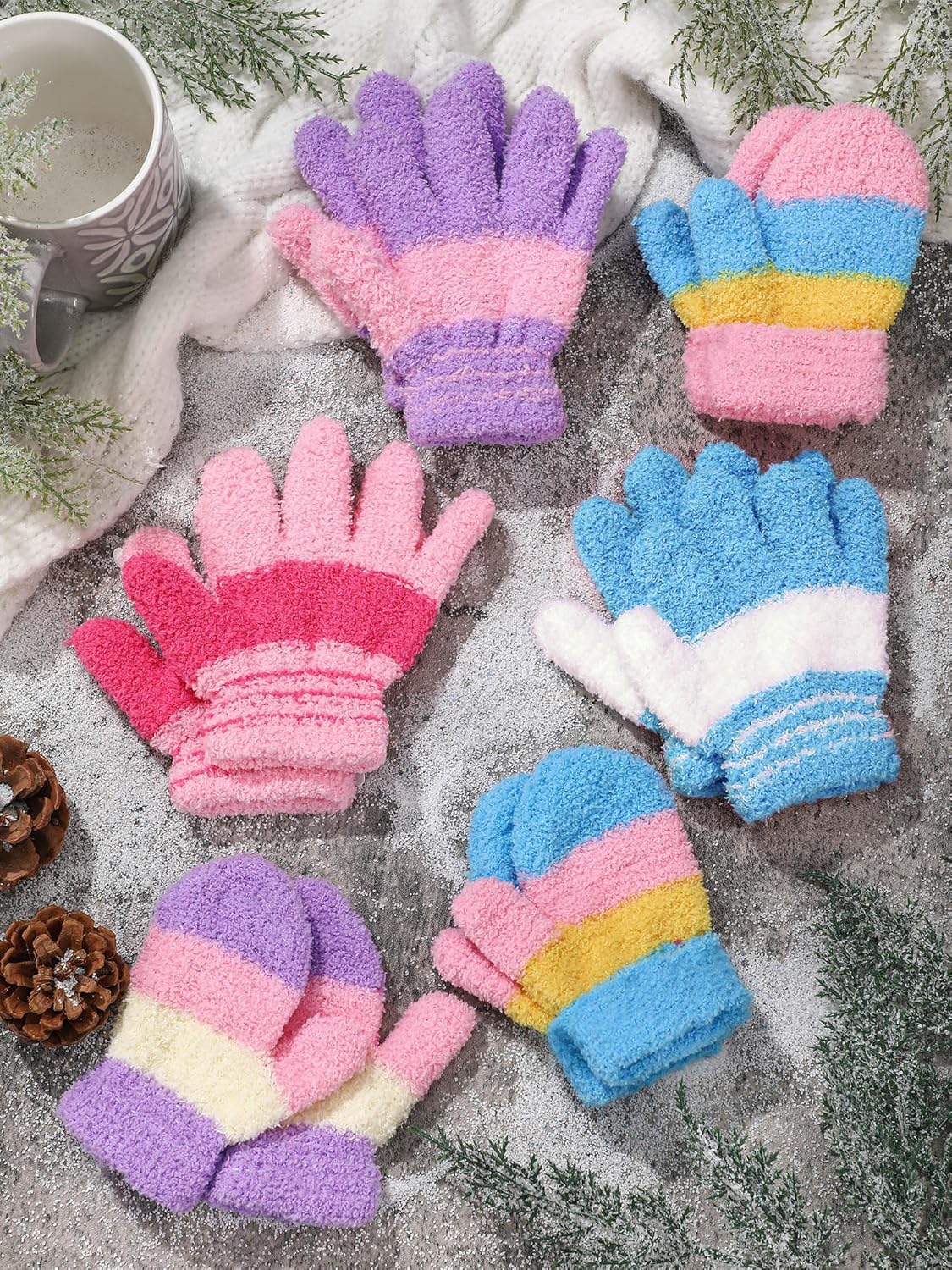 SATINIOR Toddler Winter Gloves 6 Pairs Soft and Warm